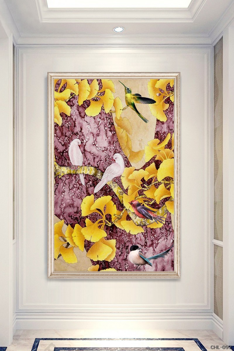 Chim và lá ginko vàng CHL-097